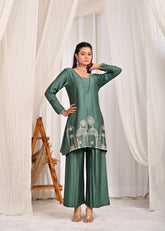 Jag Mag Mahal Embroidered A-Line Co-ord Set-Sage Green