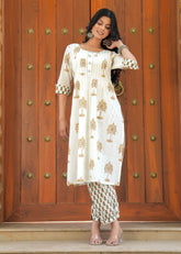 Palm Tree Block Print Kurta Salwar Set