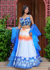 Moonrise Garden Fusion Lehenga Set with Ruffled Dupatta