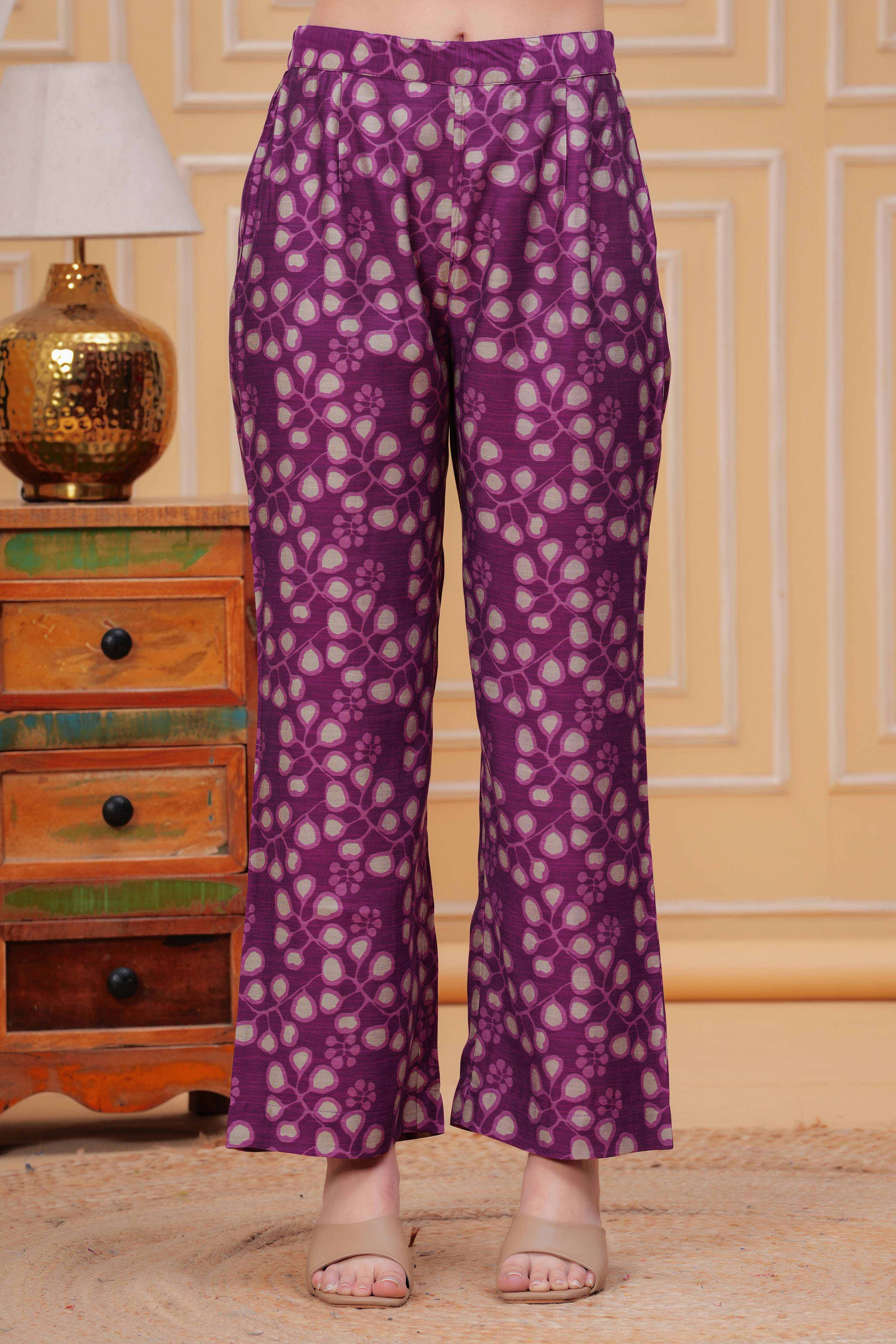 Purple Punch Hand Embroidered Assymetrical Kurta Set