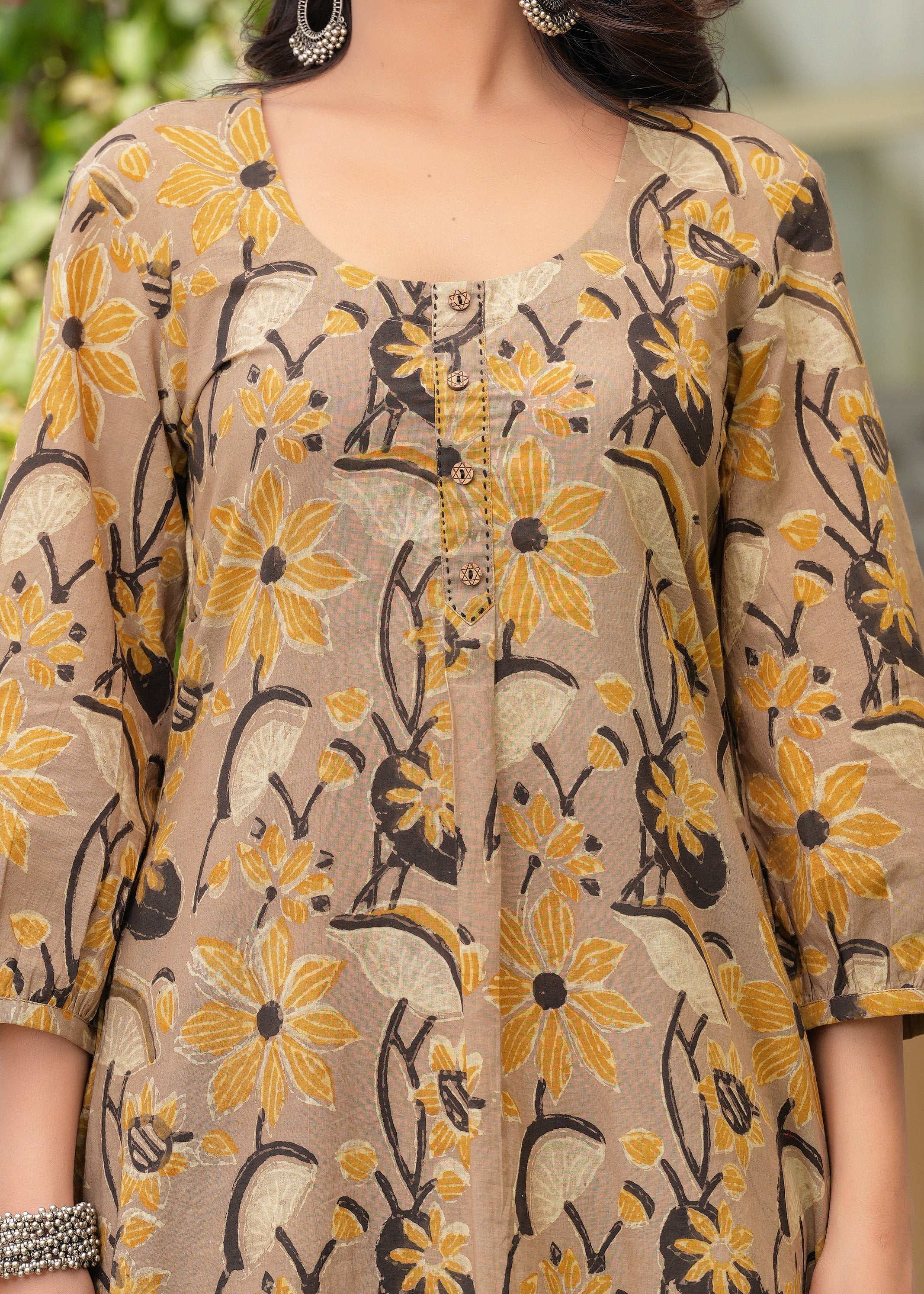 Brown Kamal Vanaspati Print A-Line Co-ord Set