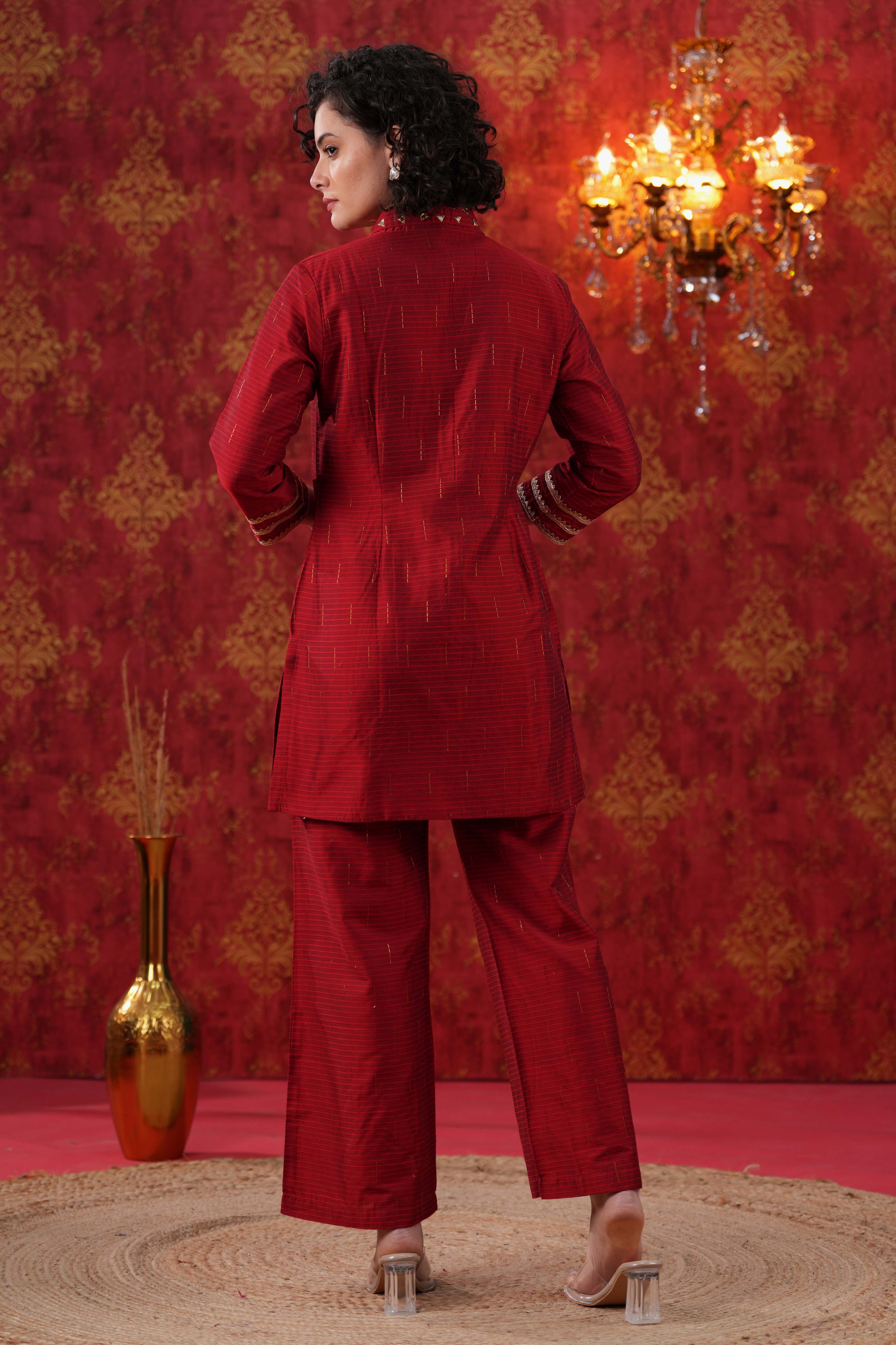 Red Glitz Red Jacket Co-ord Set