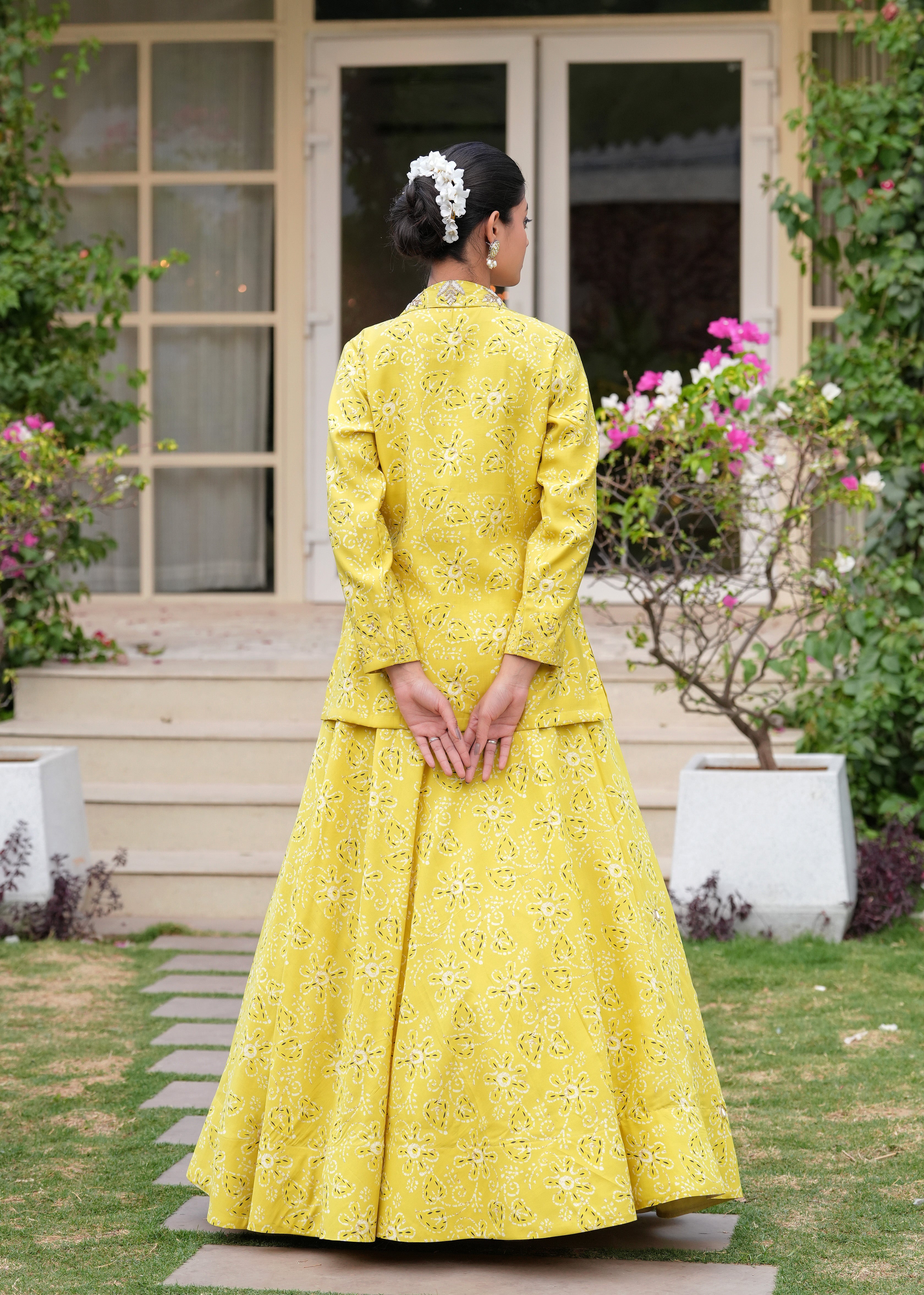 Yellow Marigold Lehenga Jacket Fusion Set