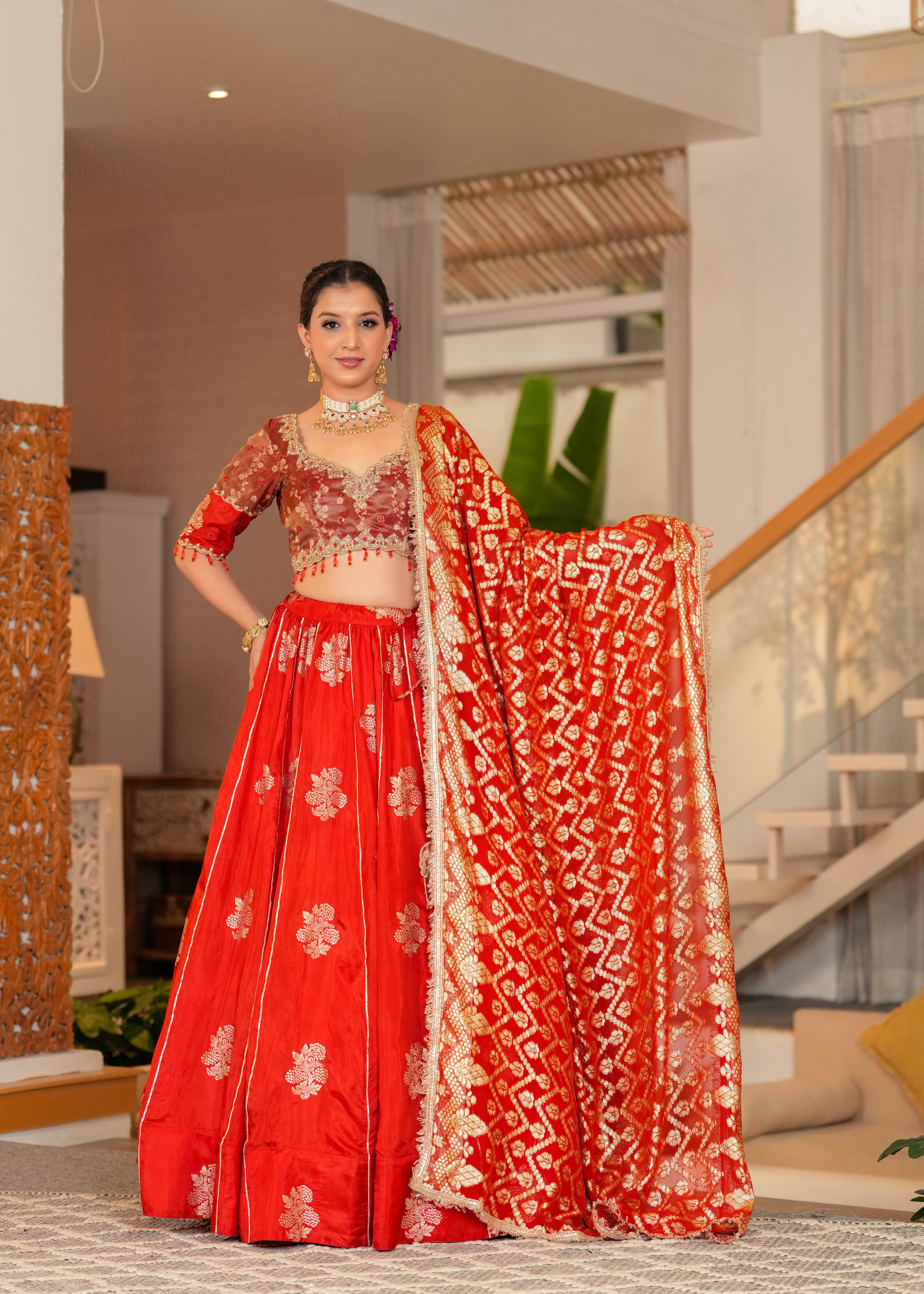 Rust Rakhtim Lehenga Set with Blouse