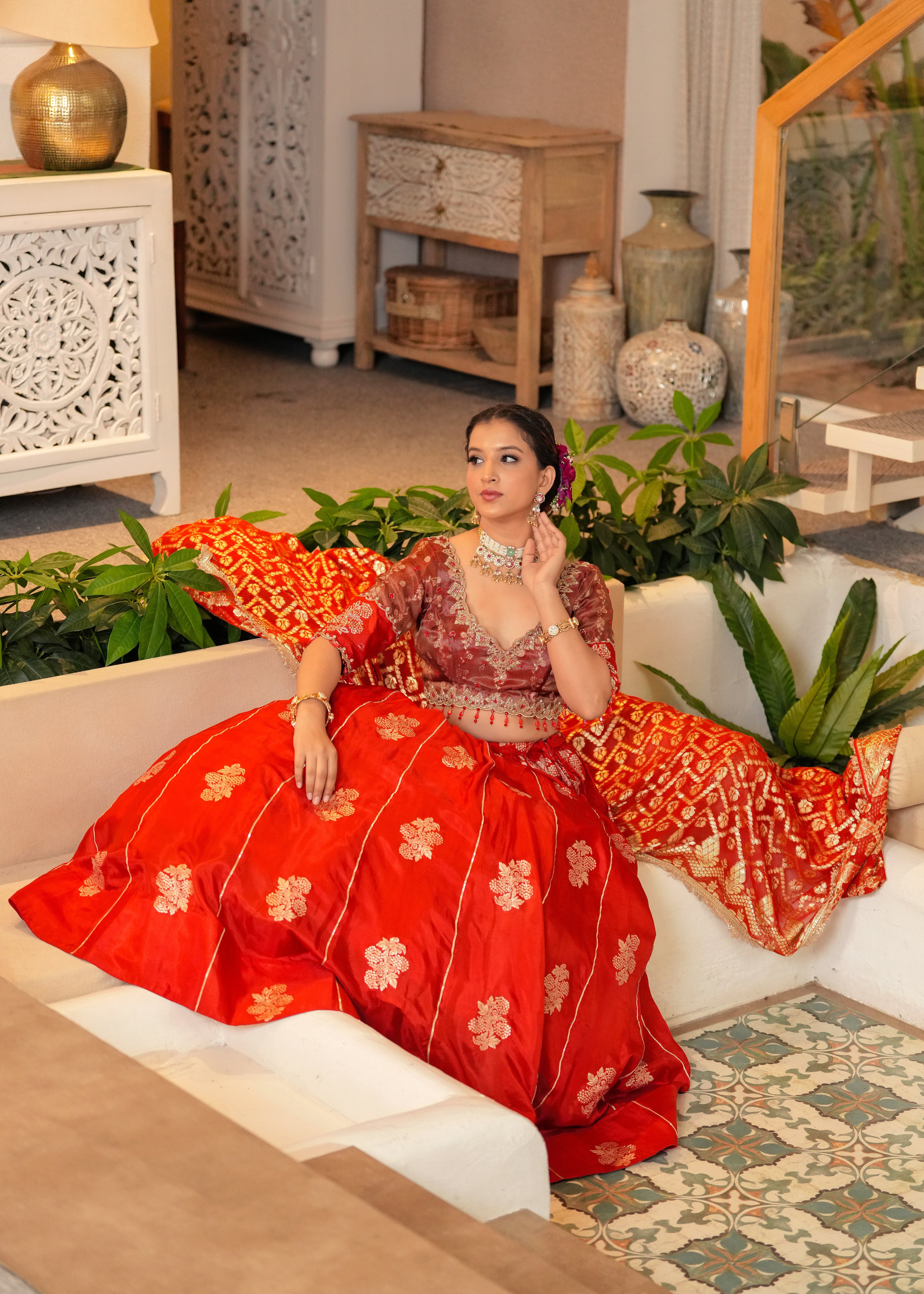 Rust Rakhtim Lehenga Set with Blouse