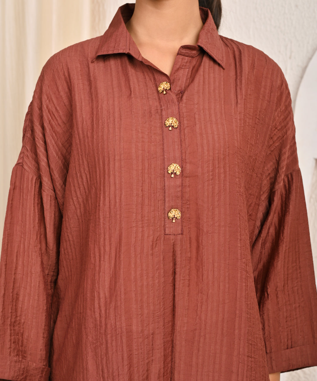 Bhoora Silk Crinkle Kaftan Co-ord Set
