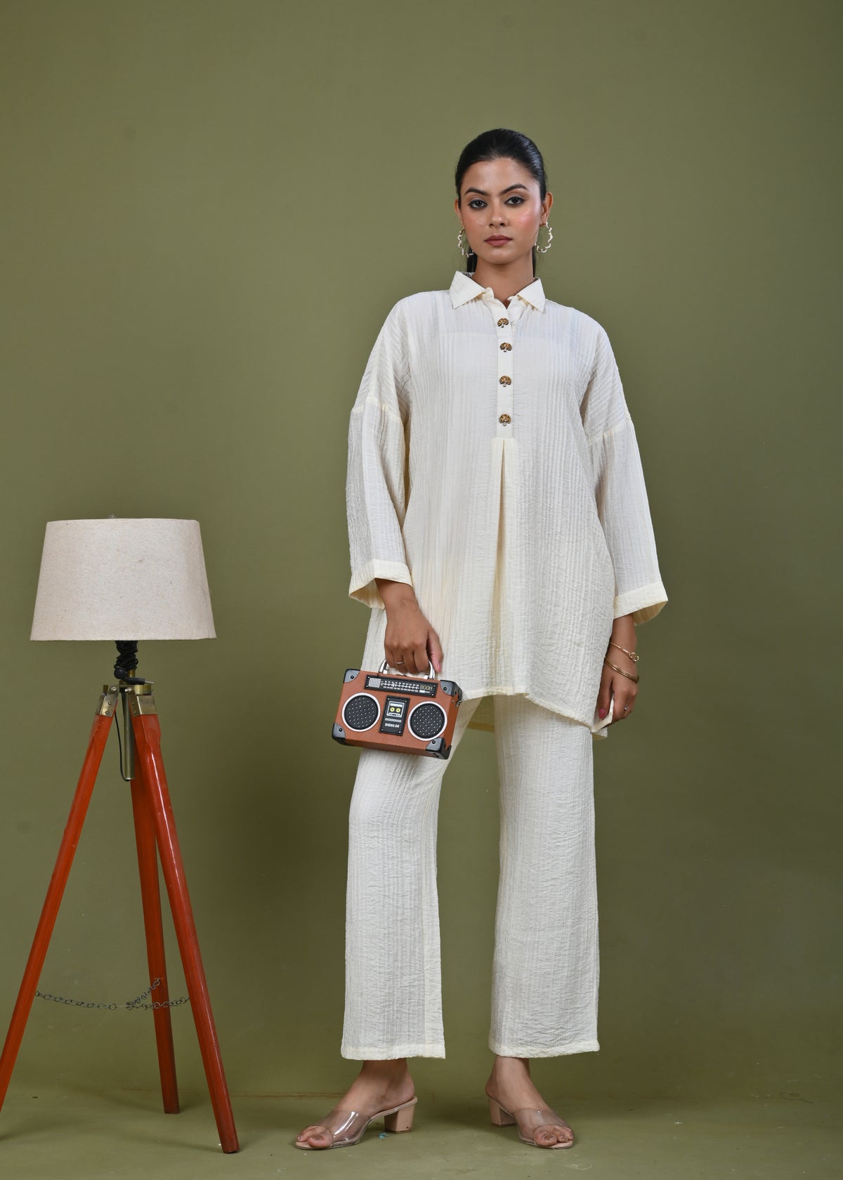 Noor Silk Crinkle Kaftan Co-ord Set