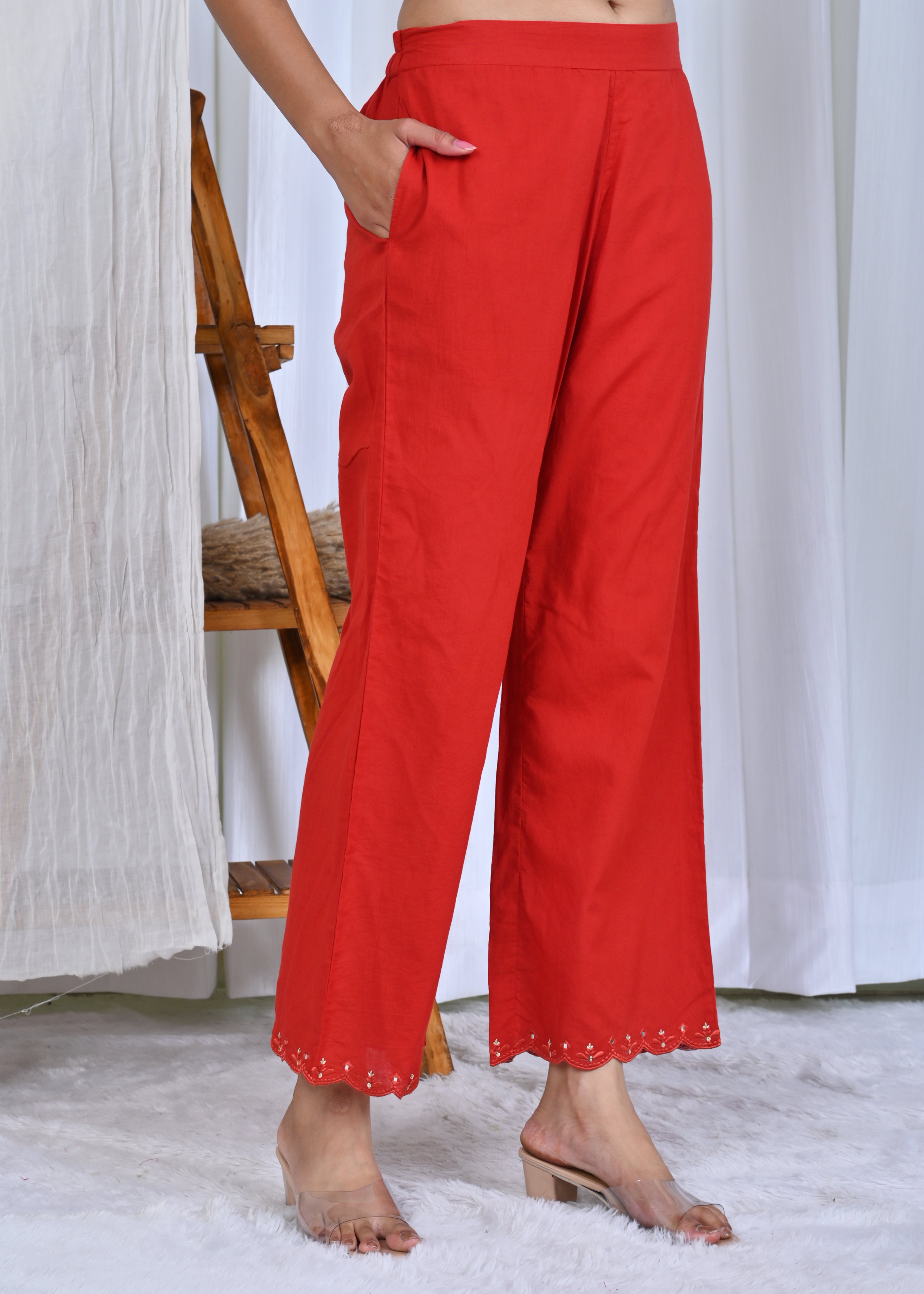 Rangat Pin Tuck A-Line Kurta Kota Doriya Dupatta Set
