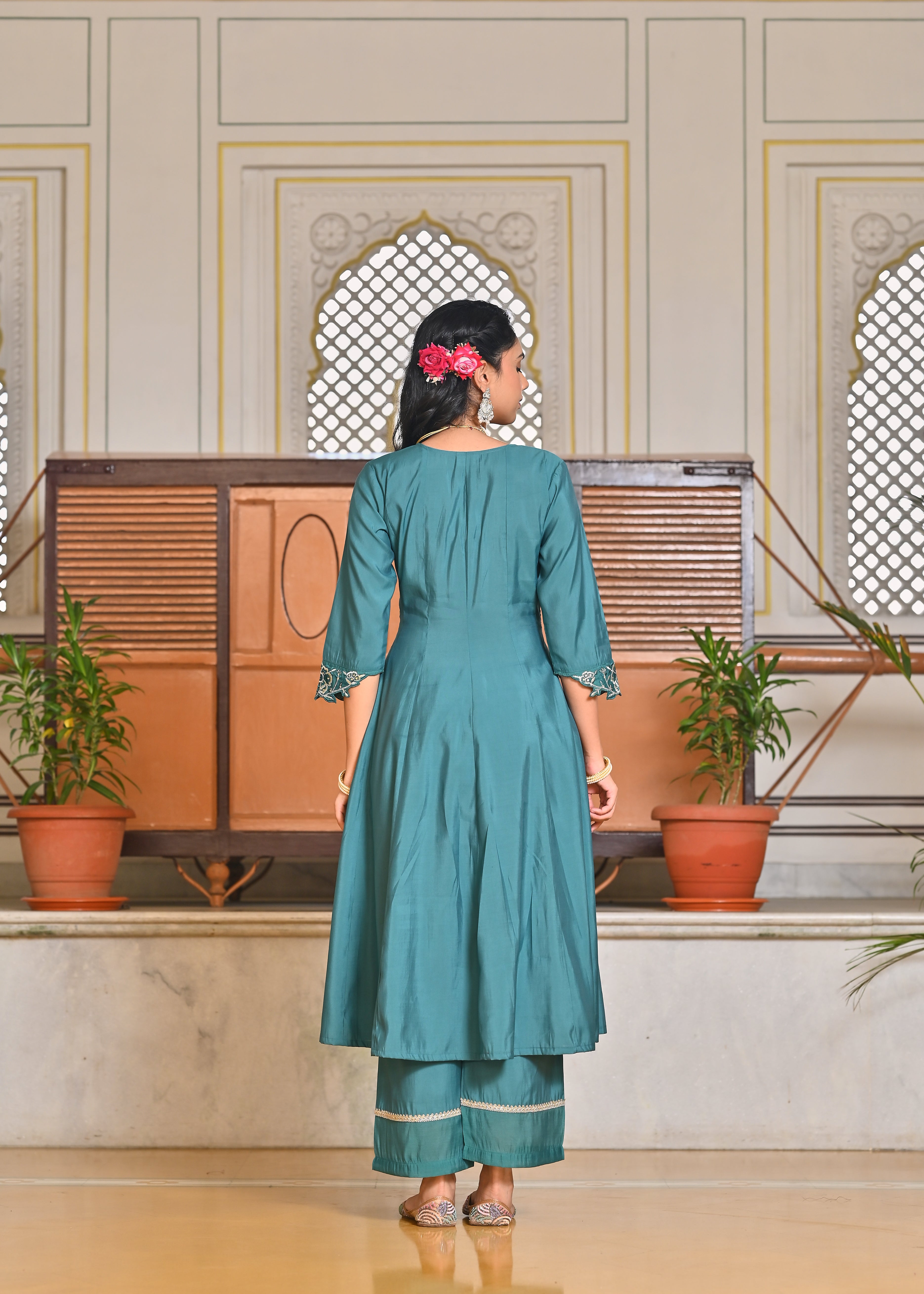 Neelambari Zari Cutwork Embroidered Kurta Dupatta Set