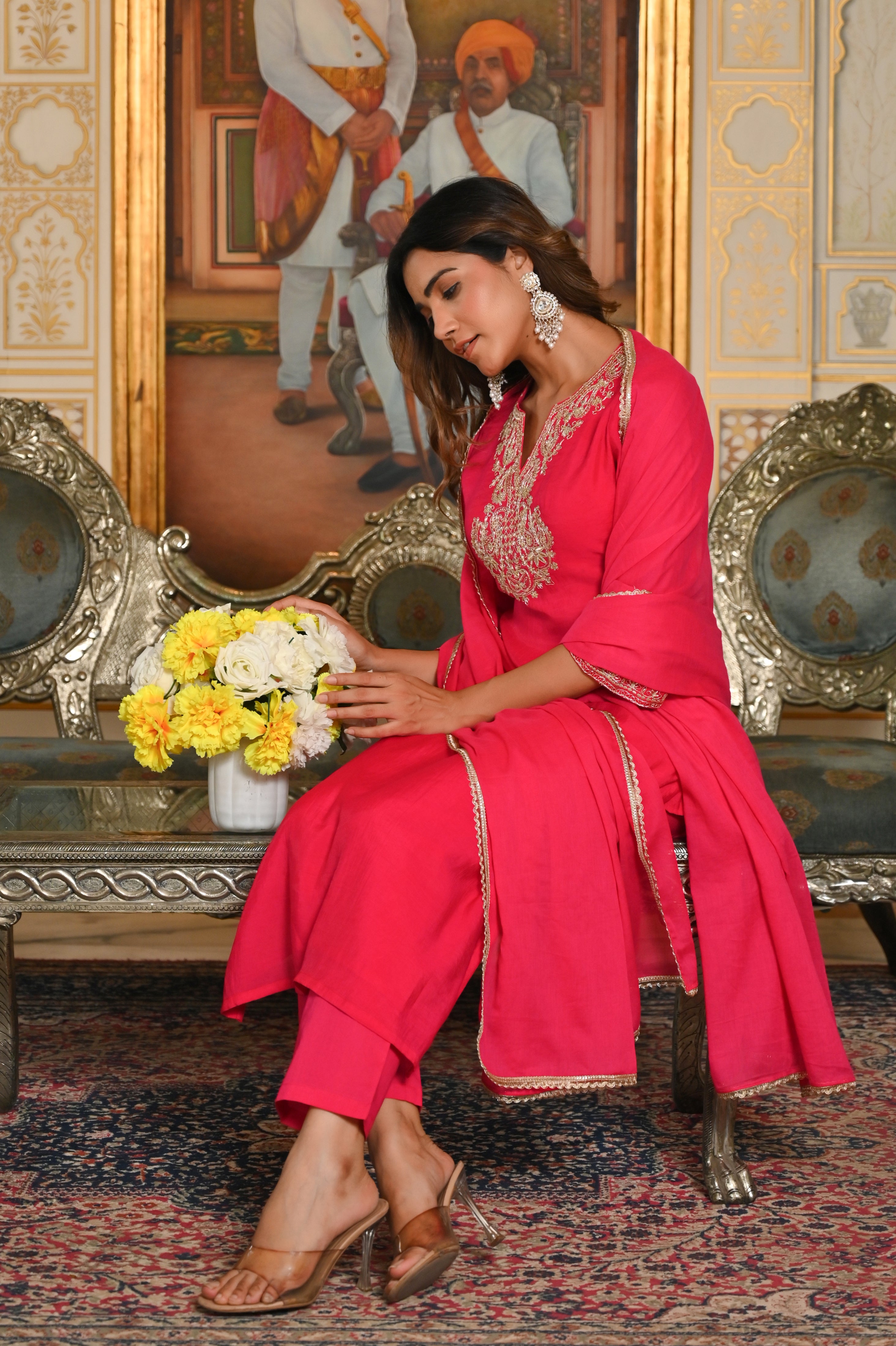 Rani Dori Work Chanderi Kurta Dupatta Set