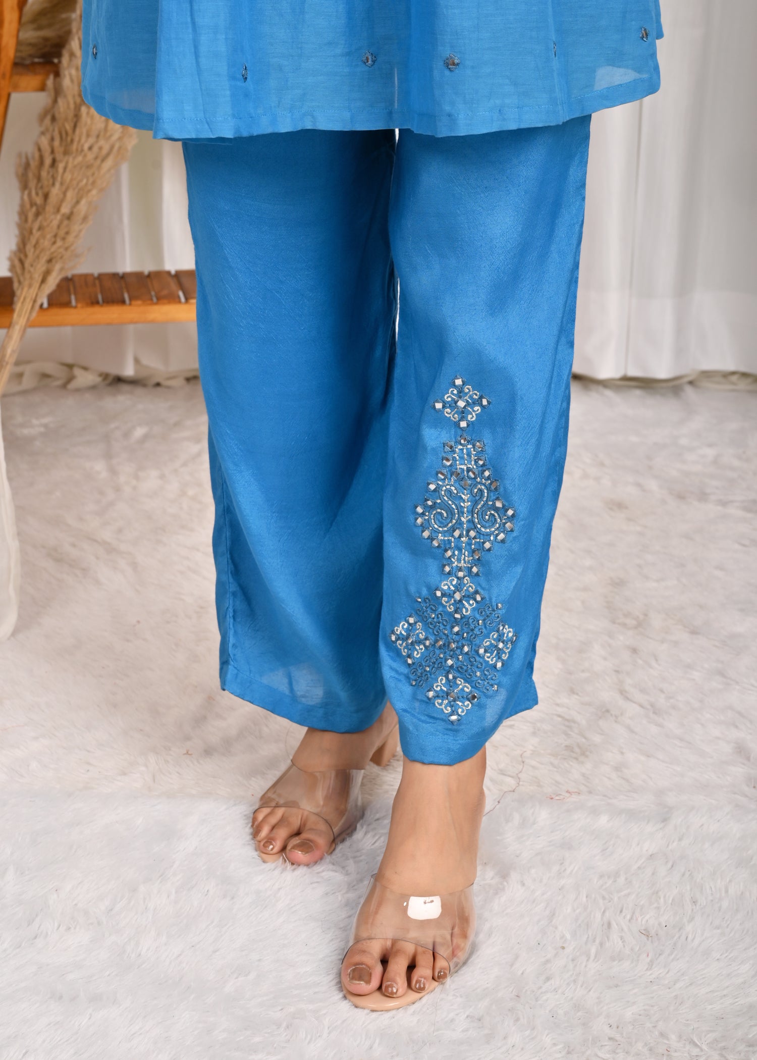 Saaj Sheesh Mahal Mul Chanderi Co-ord Set