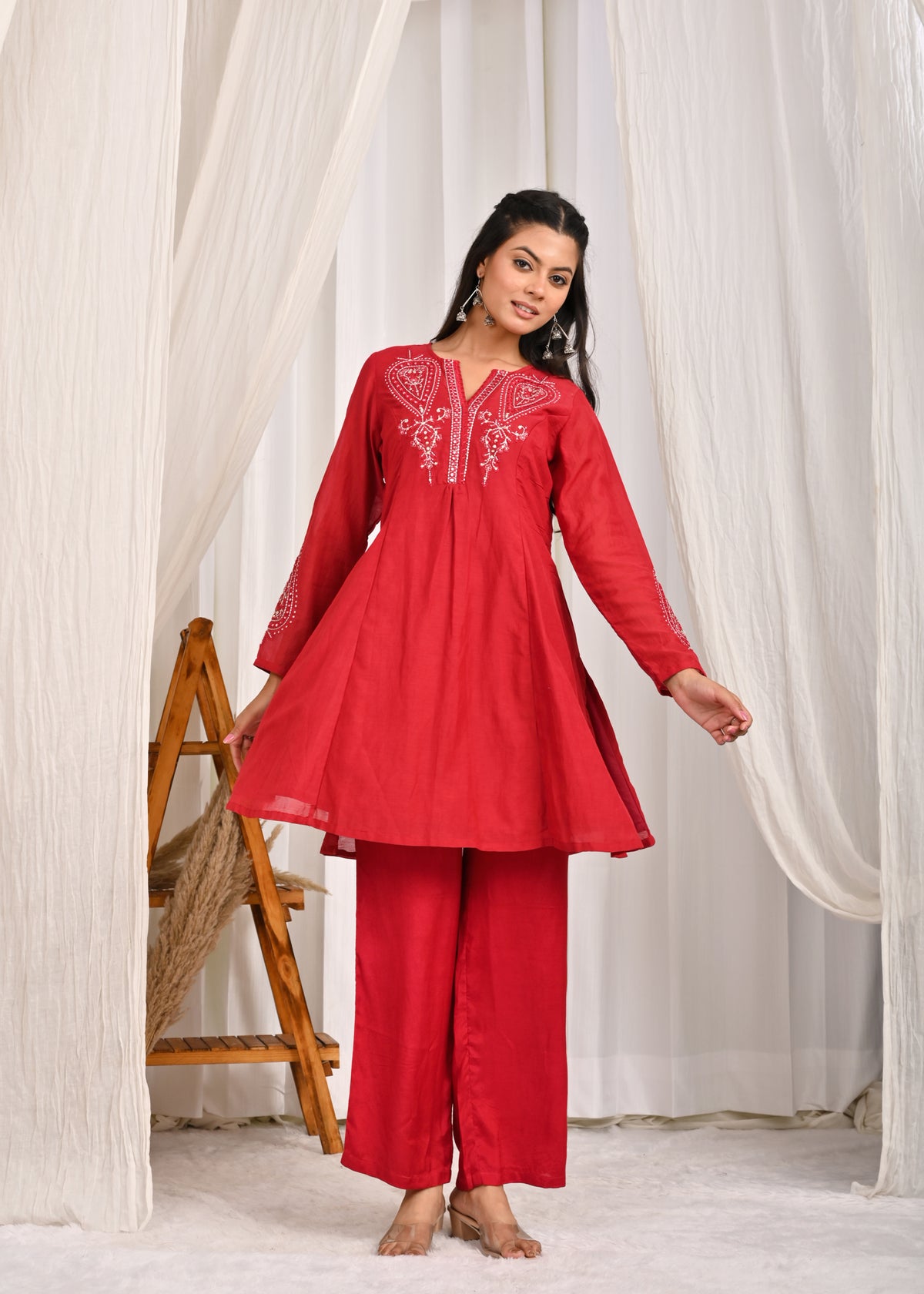 Saaj Sheesh Mahal Mul Chanderi Co-ord Set