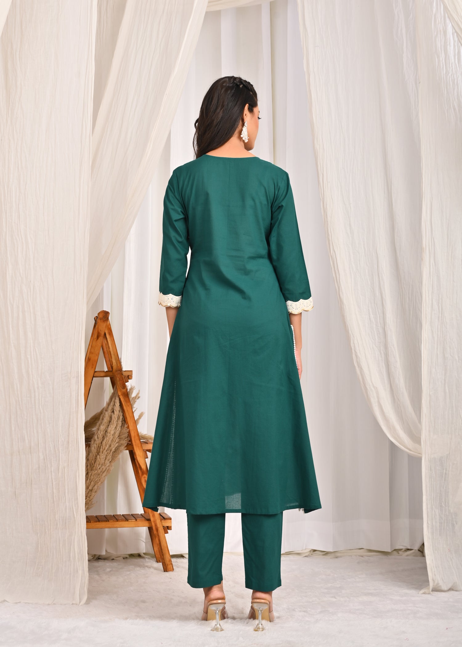 Samrag Embroidered A-Line Kurta Set with Leheriya Dupatta
