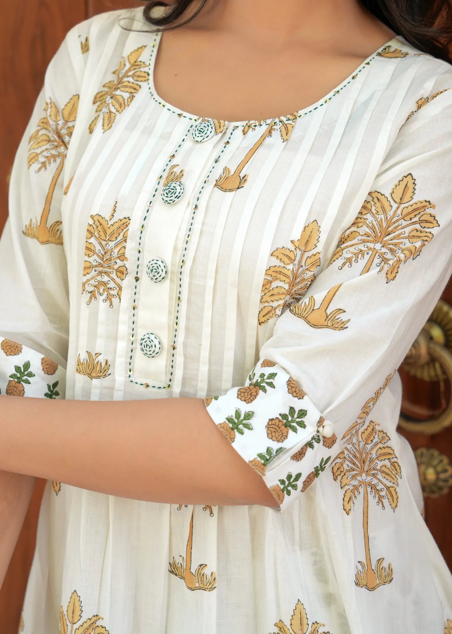 Palm Tree Block Print Kurta Salwar Set