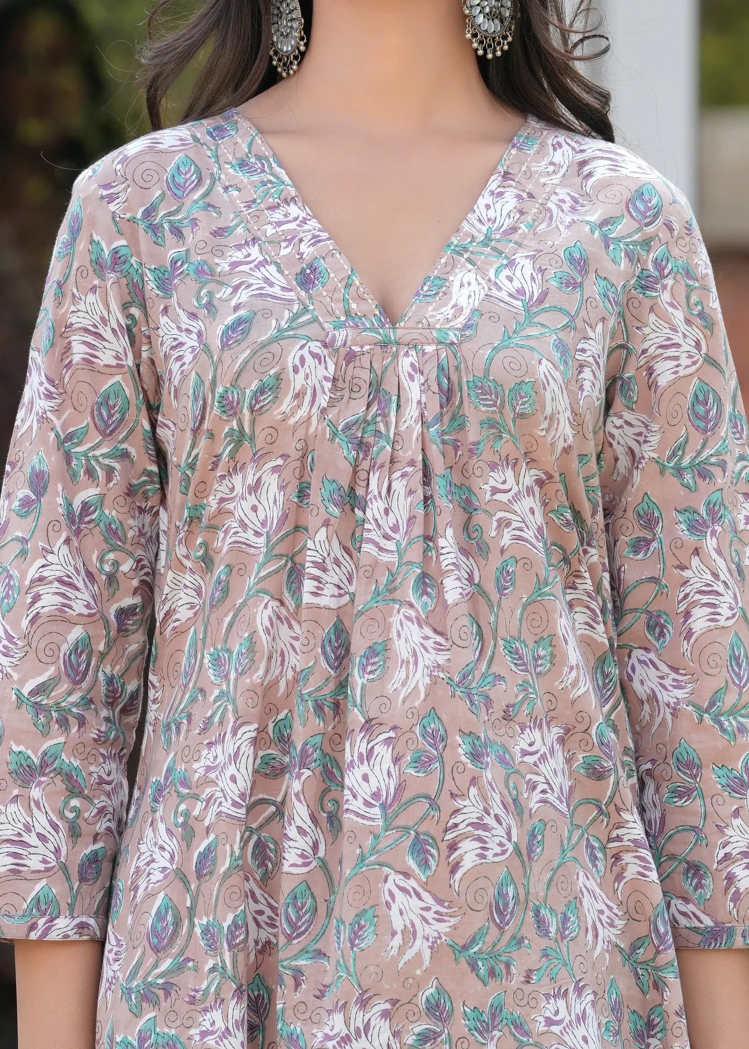 Biscut Floral Hand Blocked Kurta Salwar Set
