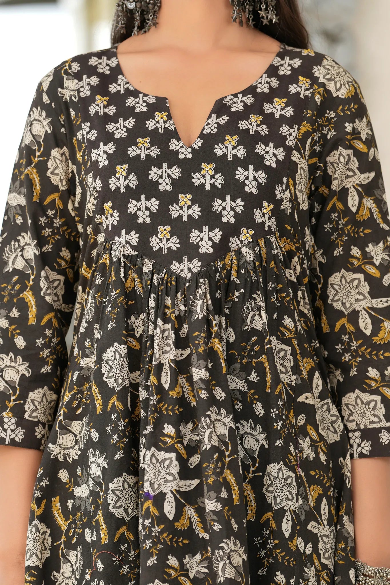 Bagru Print Black Kohl A-Line Kurta Set