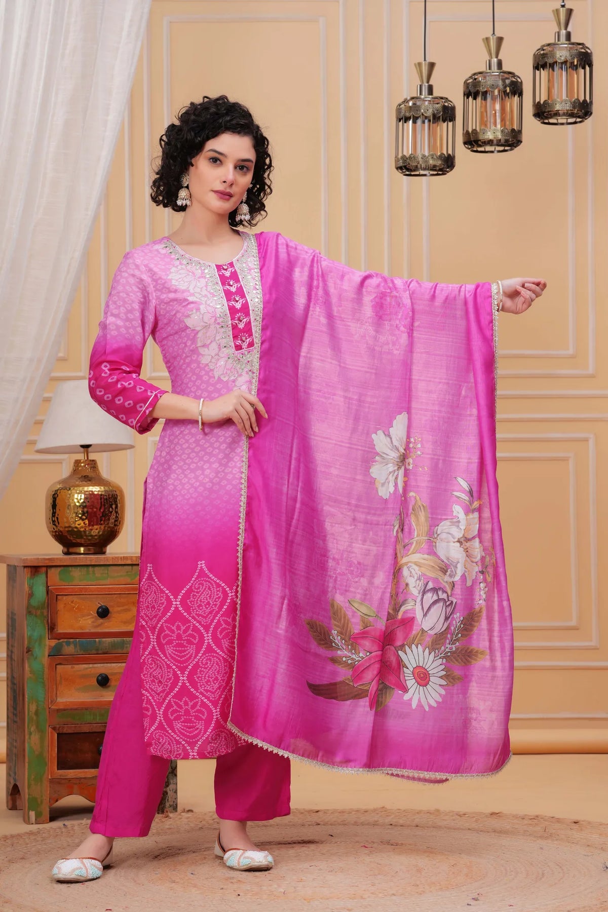 Gulabi Gul Straight Suit Set