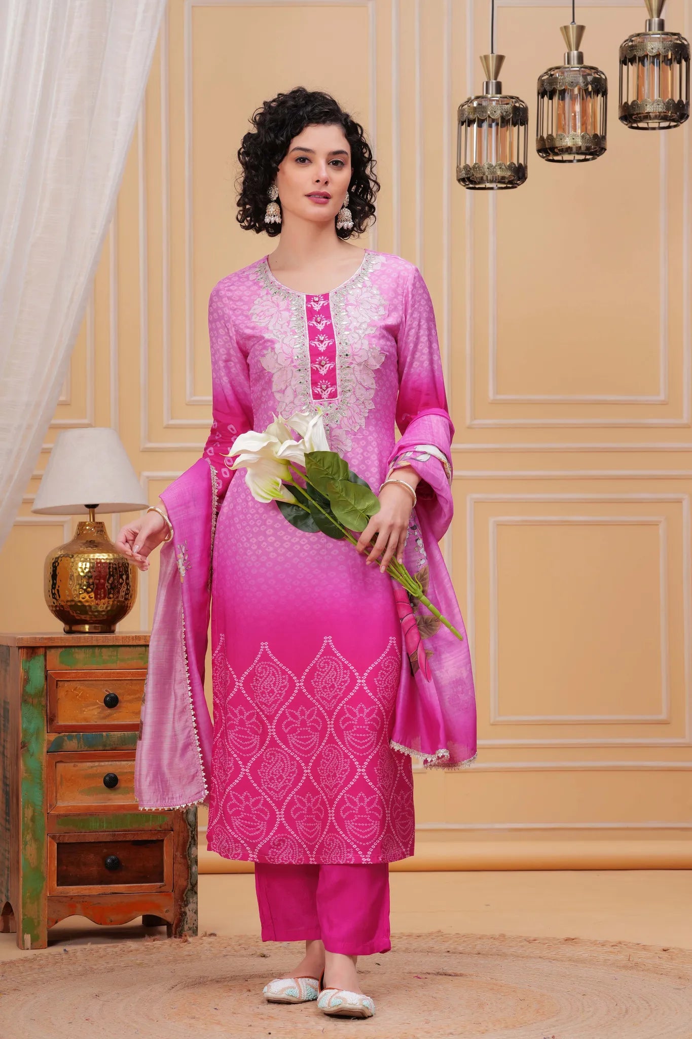 Gulabi Gul Straight Suit Set
