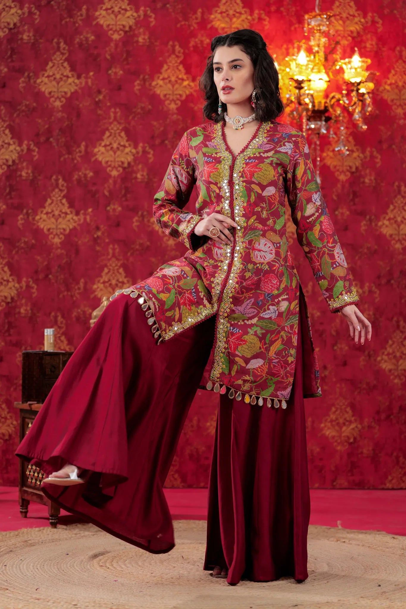 Maroon Desire Hand Embellished Sharara Set