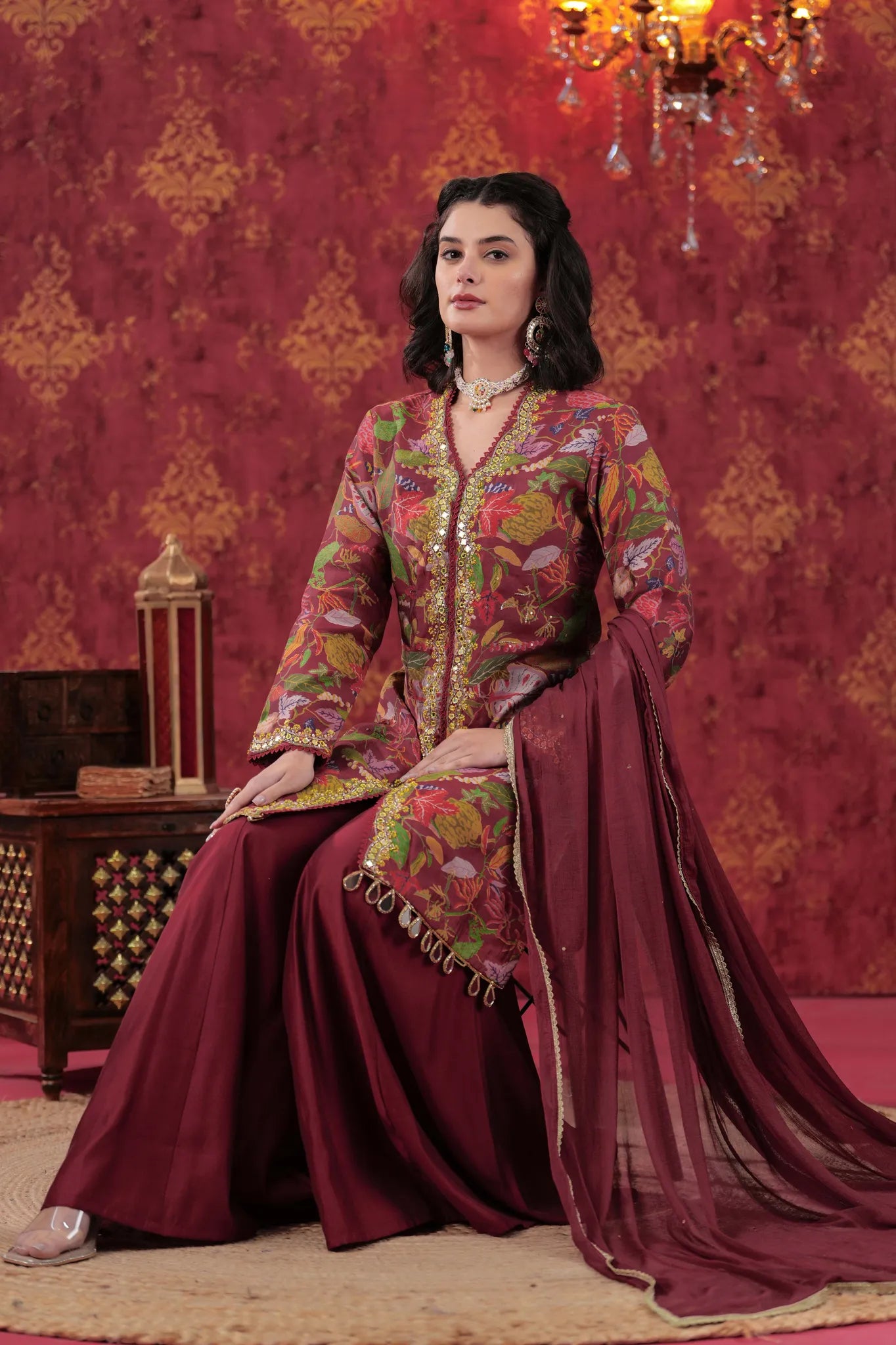 Maroon Desire Hand Embellished Sharara Set