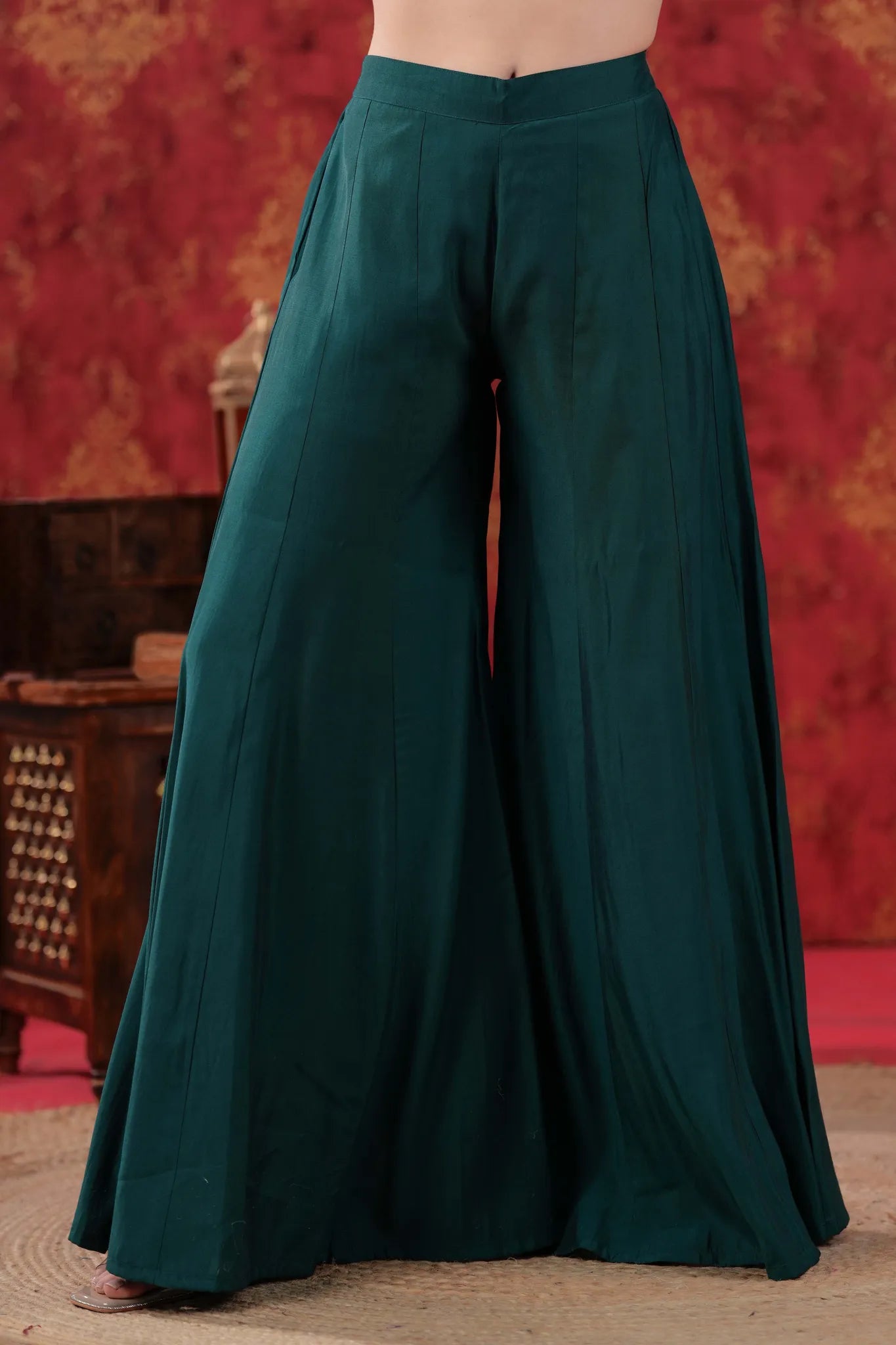 Moss Green Hand Embellished Sharara Set