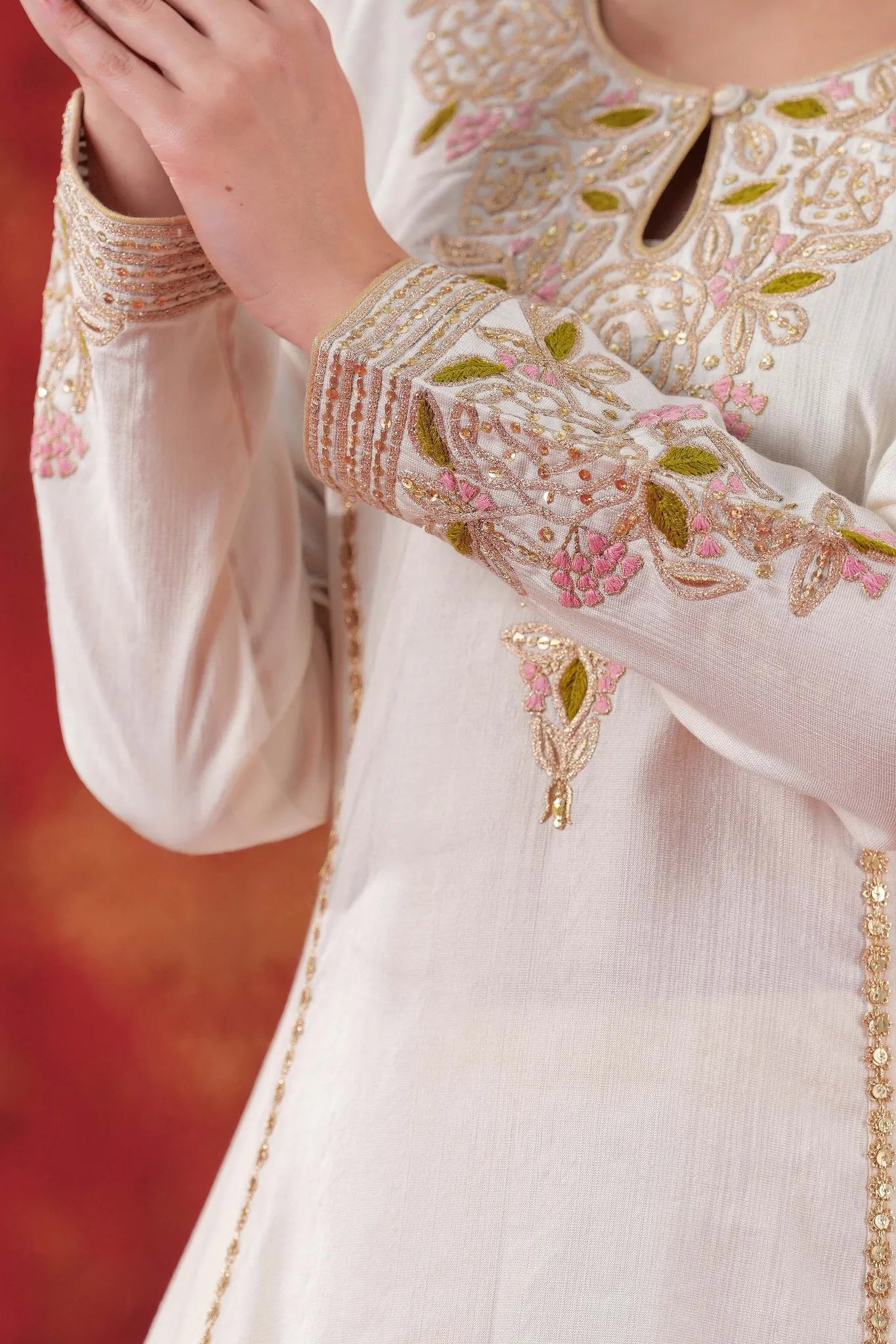Soft Pearl Hand Painted A-Line Kurta Dupatta Set