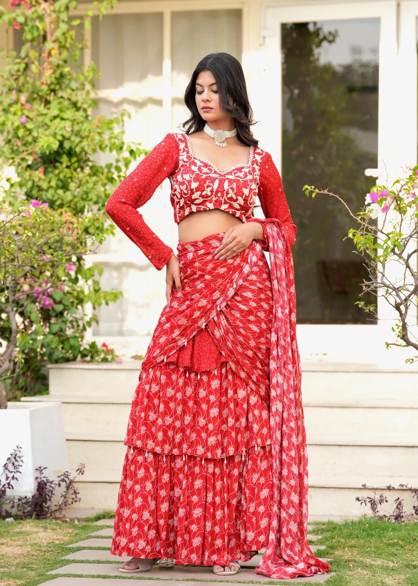 Kajraa Bling Ruffle Pre Draped Saree