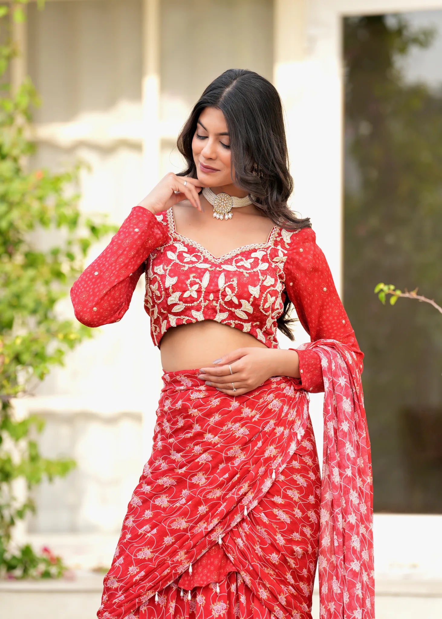 Kajraa Bling Ruffle Pre Draped Saree