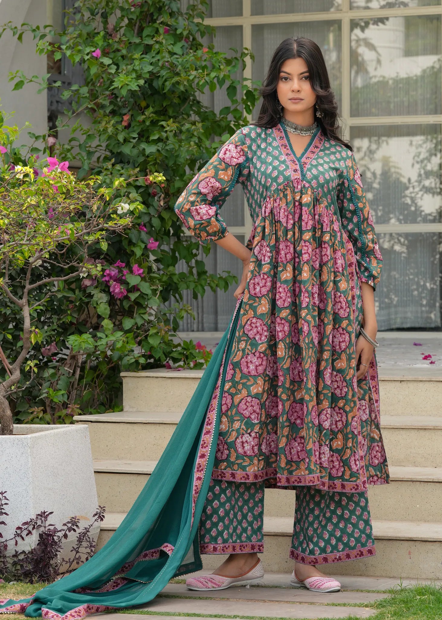 Amiya Hand Blocked Aliyah Kurta Set