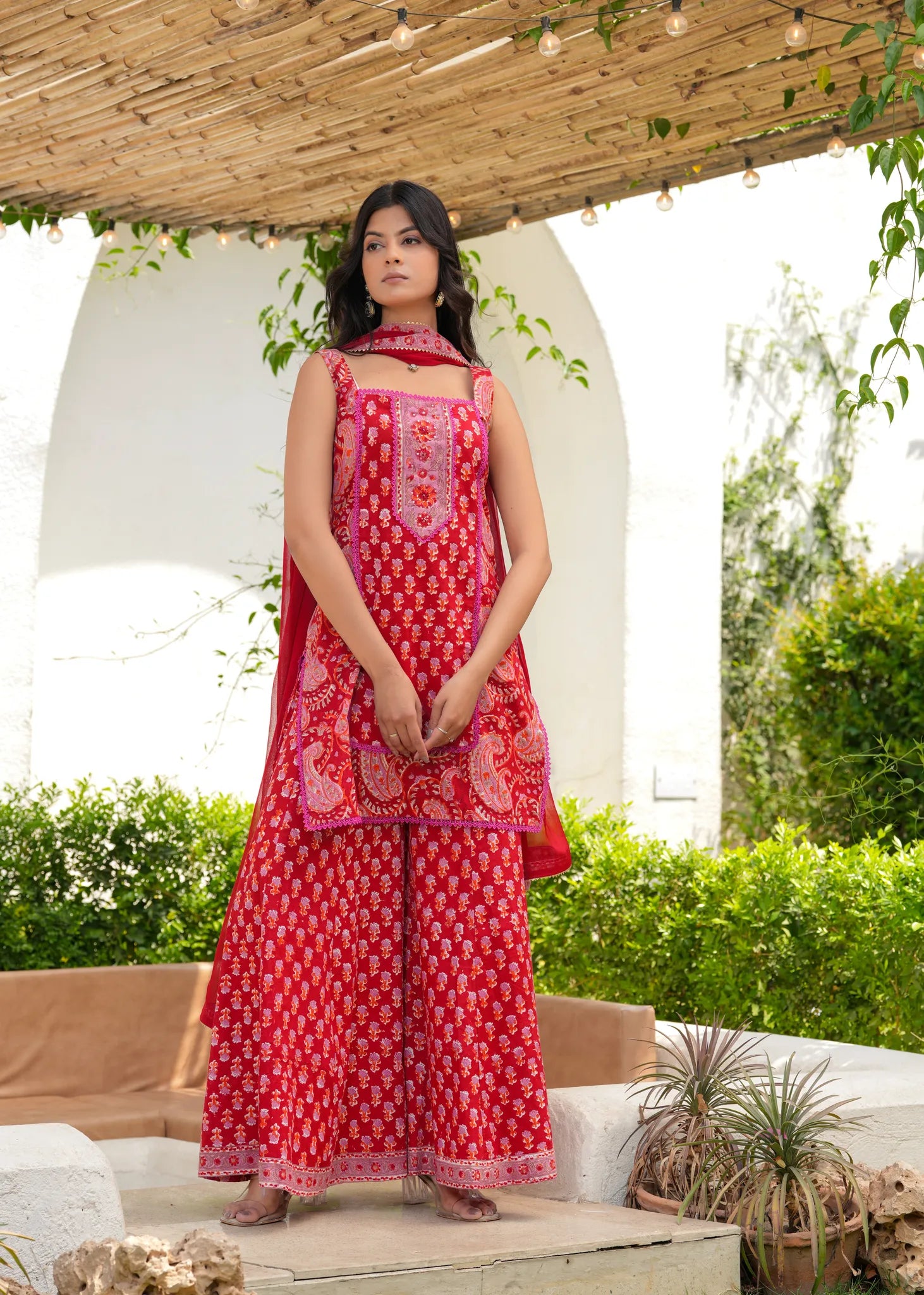 Laal Ishq Cotton Hand Blocked Straight Kurta Set