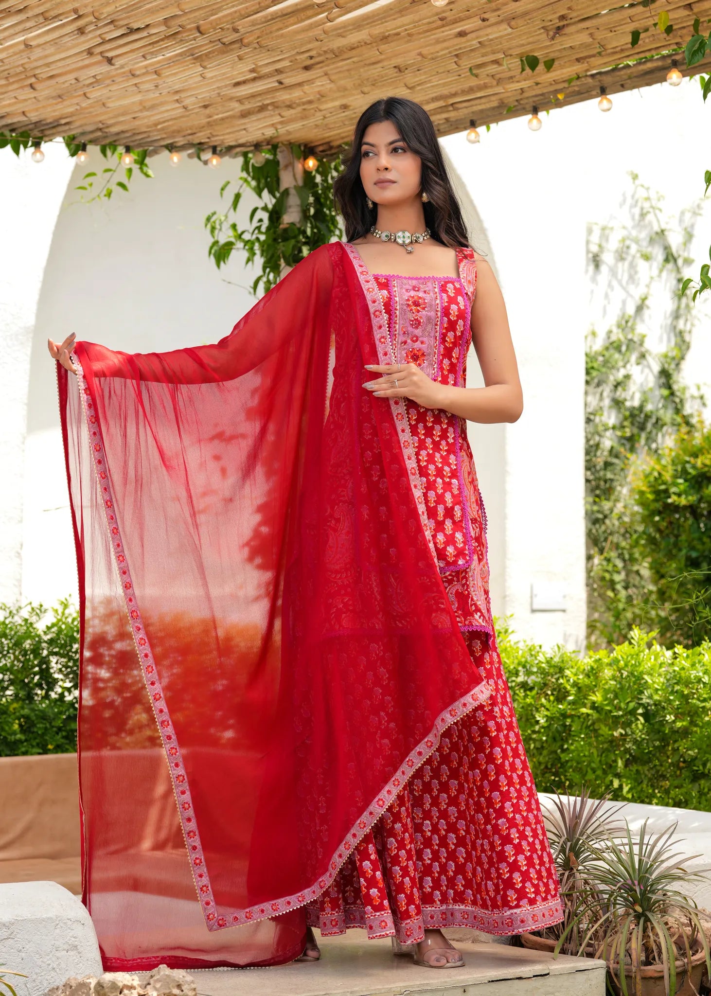 Laal Ishq Cotton Hand Blocked Straight Kurta Set