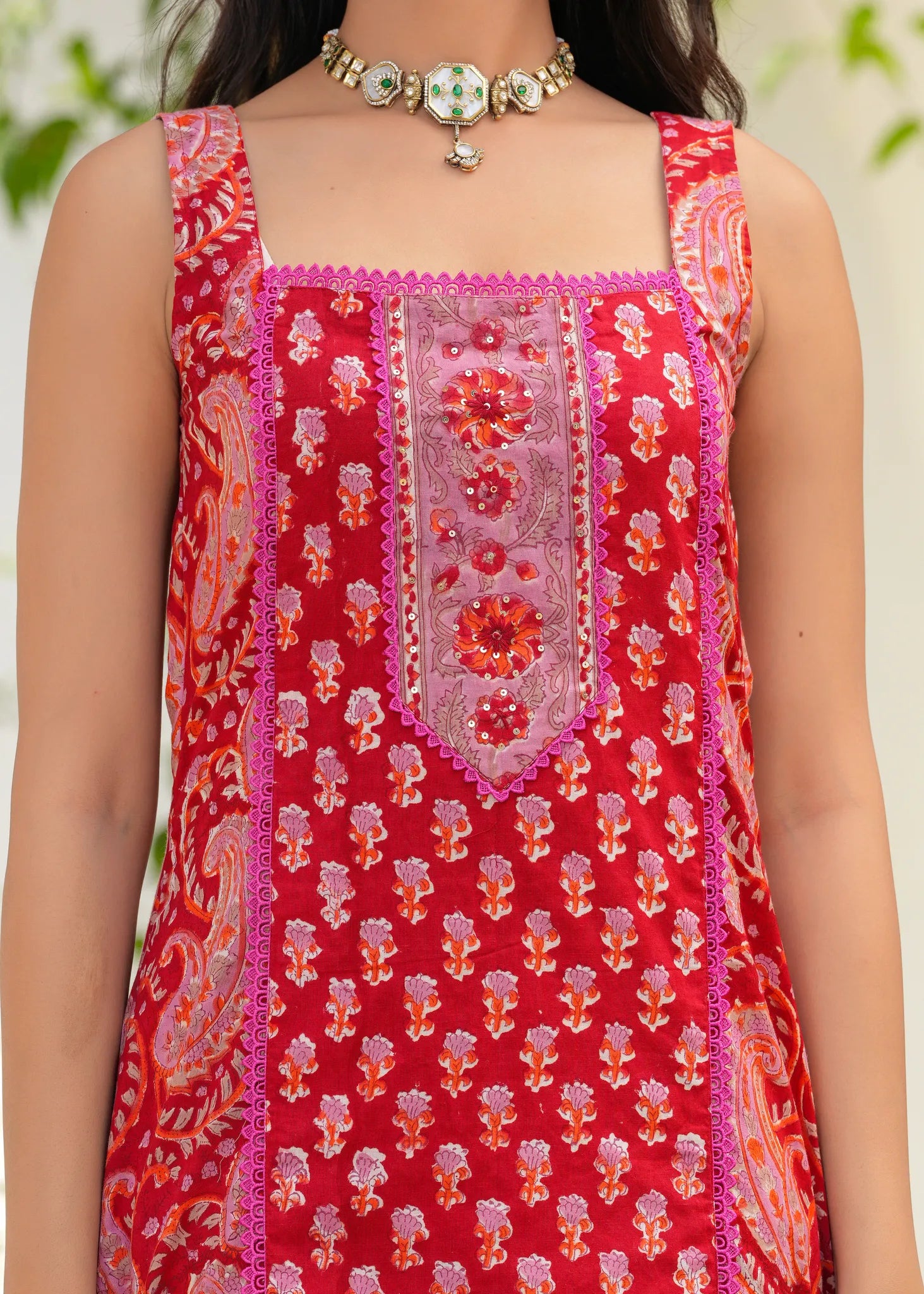 Laal Ishq Cotton Hand Blocked Straight Kurta Set