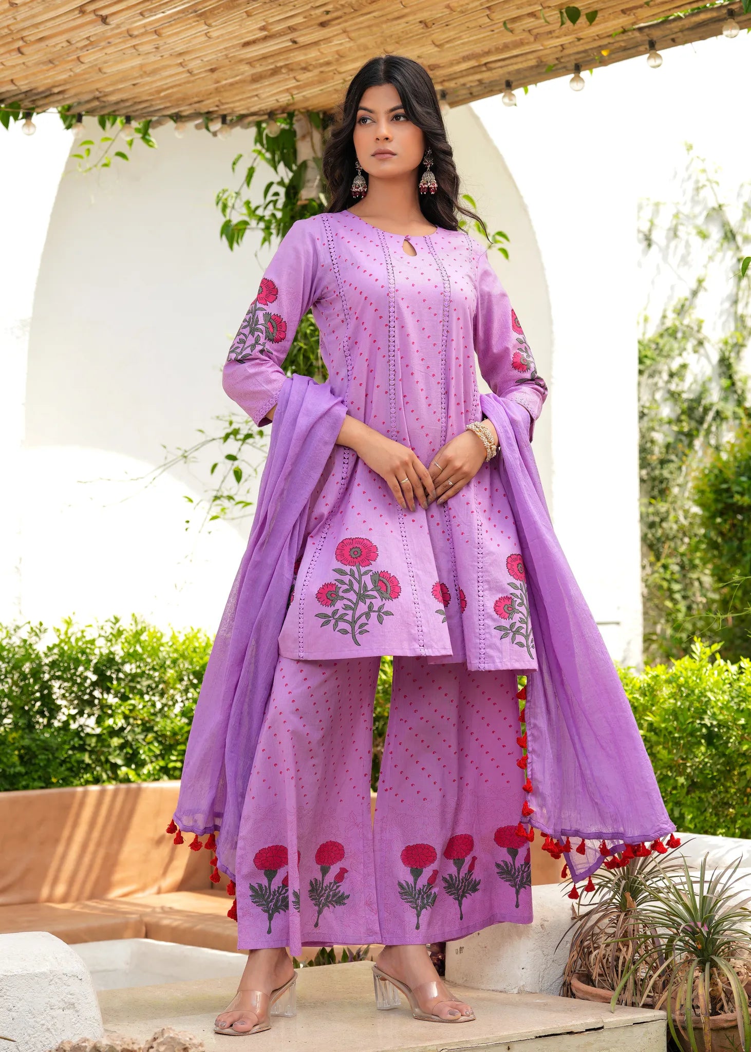 Jaamun Hand Blocked Anarkali Set