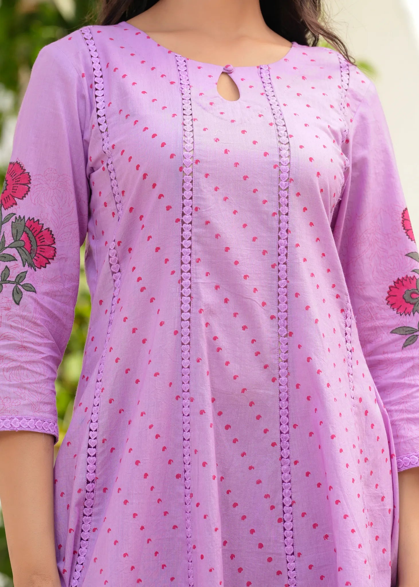 Jaamun Hand Blocked Anarkali Set